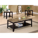  Coaster Furniture Flores 700155 3-piece Faux Marble Top Coffee Table Set - Cappuccino IMAGE 1