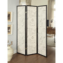  Coaster Furniture Felice 900074 3-Panel Room Divider Folding Screen - French Script IMAGE 2