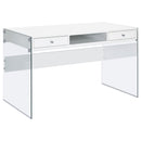 Coaster Furniture Dobrev 800829 48-inch 2-Drawer Writing Desk - White High Gloss IMAGE 1