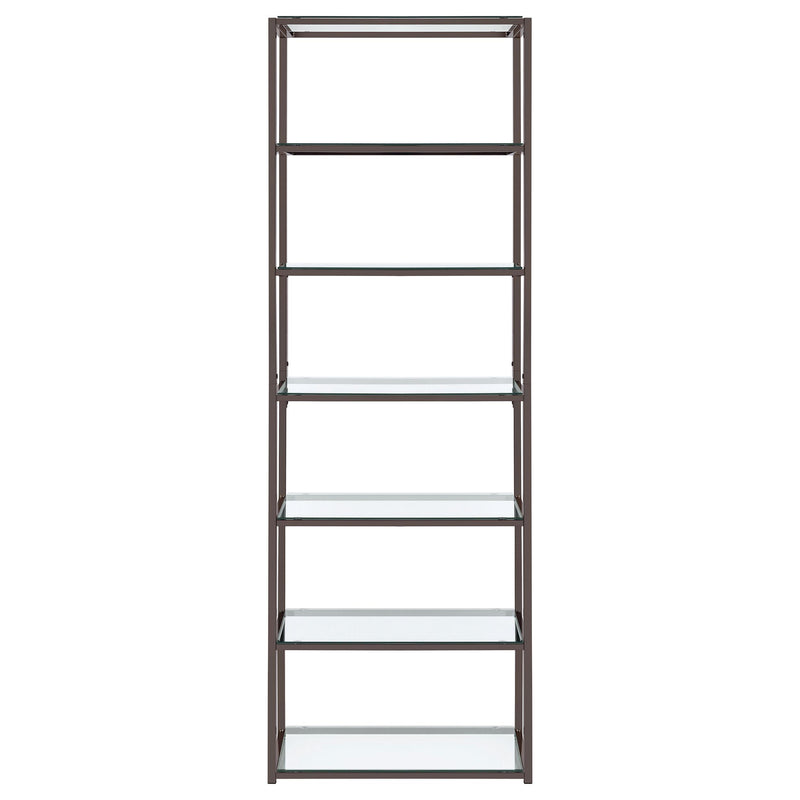 Coaster Furniture Kate 801017 78-inch 5-shelf Glass Bookshelf - Black Nickel IMAGE 2