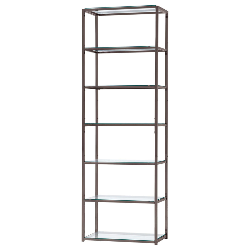 Coaster Furniture Kate 801017 78-inch 5-shelf Glass Bookshelf - Black Nickel IMAGE 3
