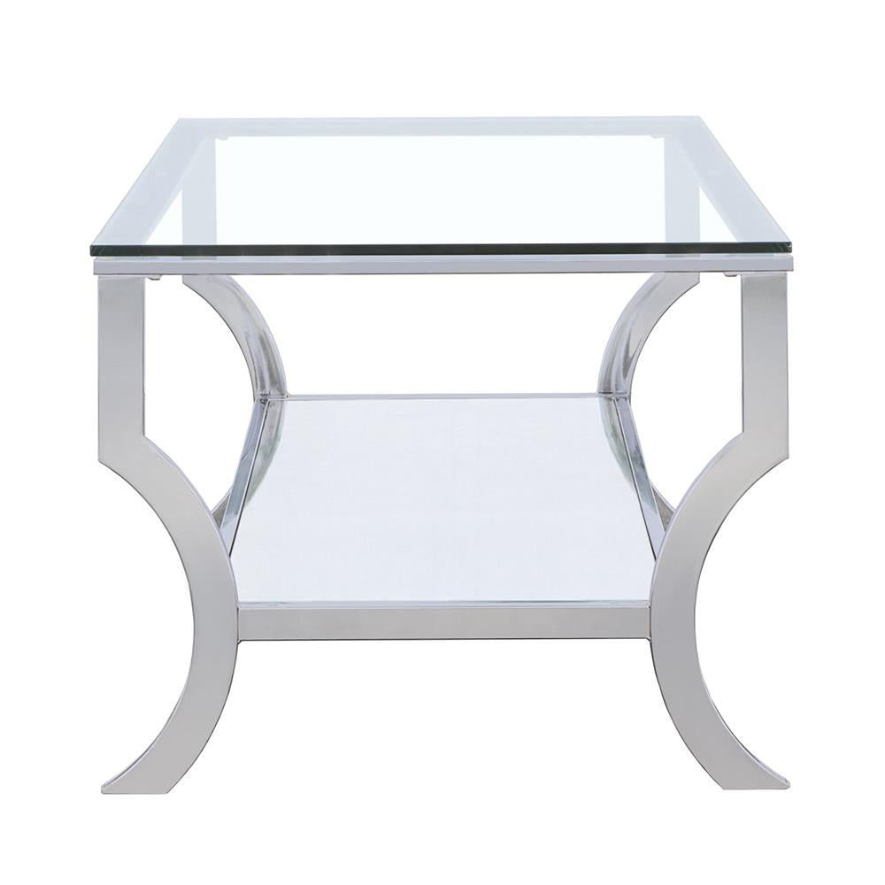 【引取限定】Glass Top Table Coaster Furniture Saide 720338 Rectangular Glass Top Coffee Table - Ch