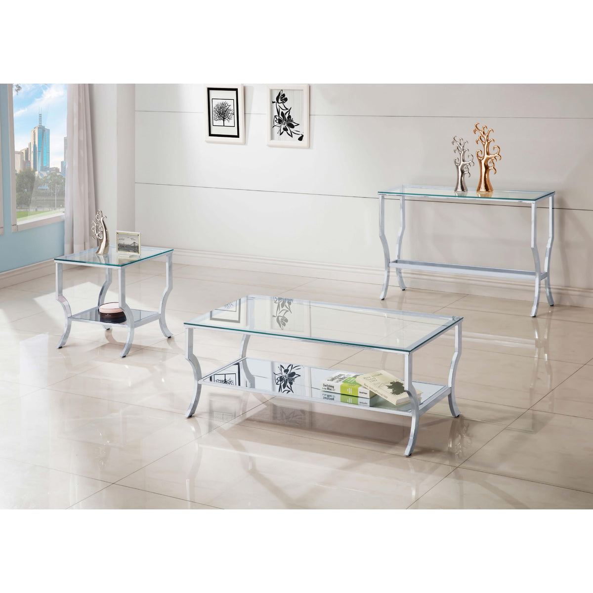 Coaster Furniture Saide 720338 Rectangular Glass Top Coffee Table - Ch