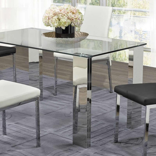 Brassex Alfie Dining Table with Glass Top Alfie Y-625 Dining Table IMAGE 1