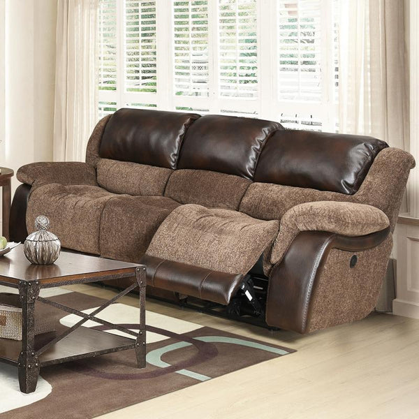 Brassex Sorrento Reclining Fabric/Leather Look Sofa 18219-S IMAGE 1