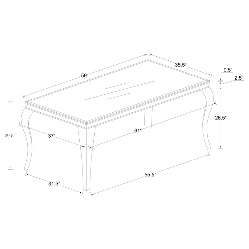  Coaster Furniture Carone 105071 Rectangular 61-inch Glass Top Dining Table - Black IMAGE 4