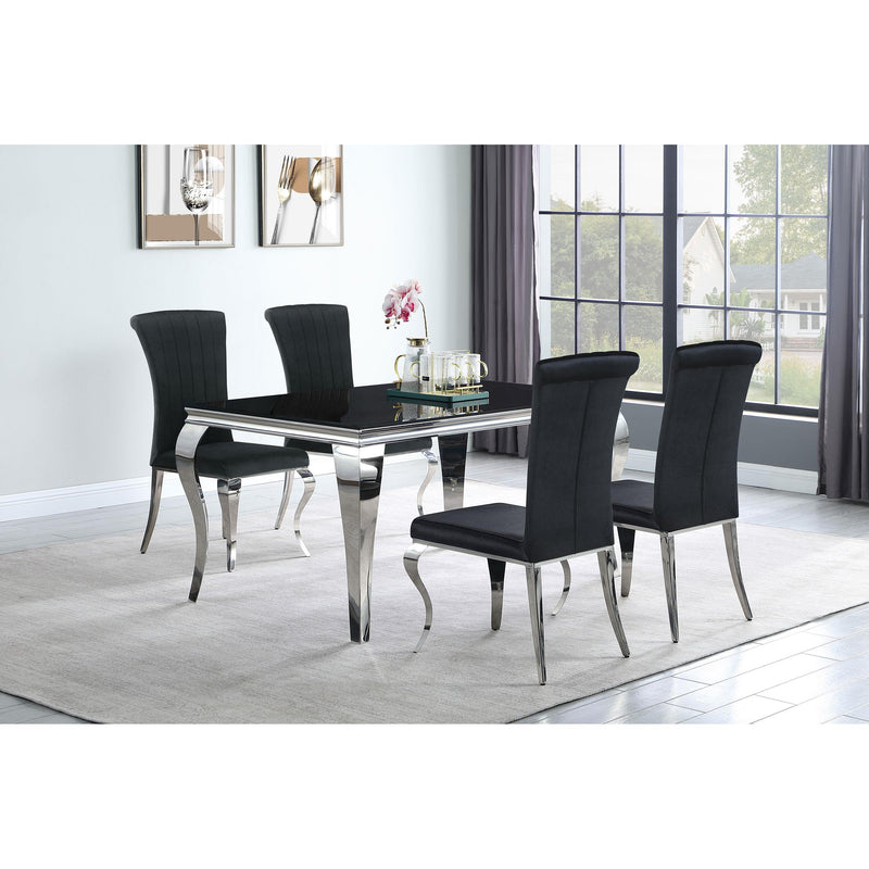  Coaster Furniture Carone 105071 Rectangular 61-inch Glass Top Dining Table - Black IMAGE 5