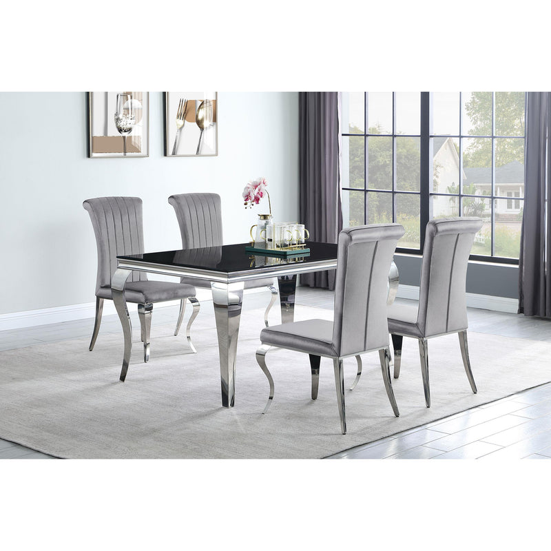 Coaster Furniture Carone 105071 Rectangular 61-inch Glass Top Dining Table - Black IMAGE 6