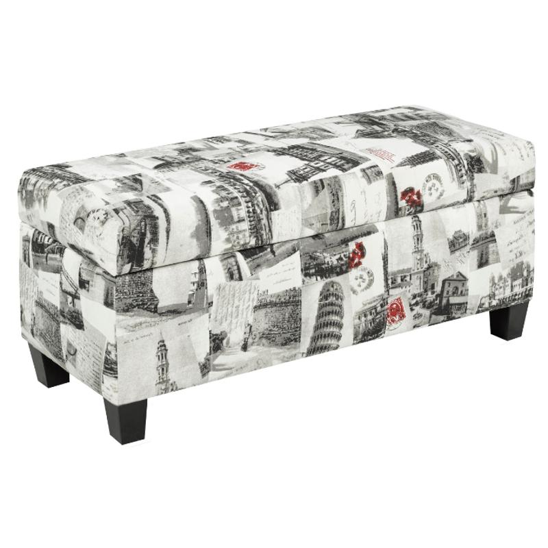 Brassex Fabric Storage Ottoman 2006S-CT IMAGE 1