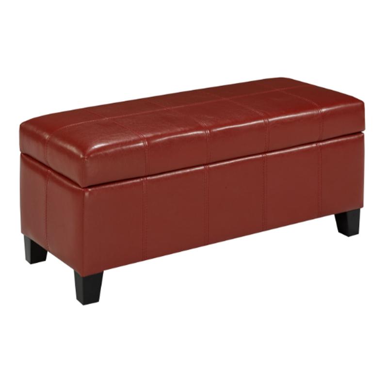 Brassex Leather Look Storage Ottoman 2006S-RD IMAGE 1