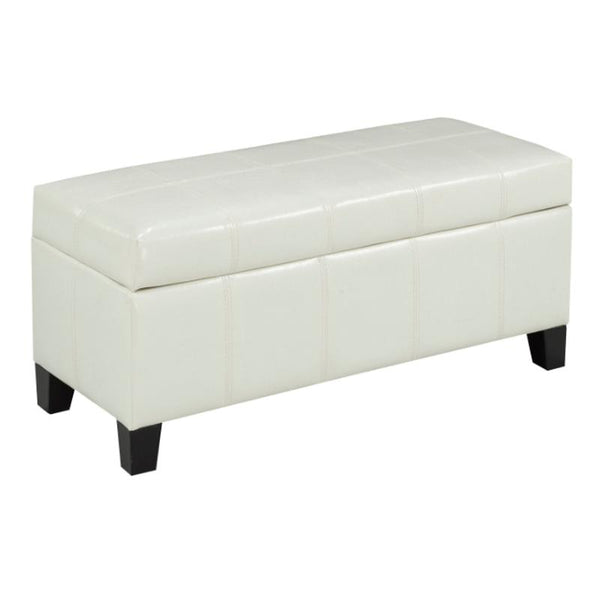 Brassex Leather Look Storage Ottoman 2006S-WH IMAGE 1