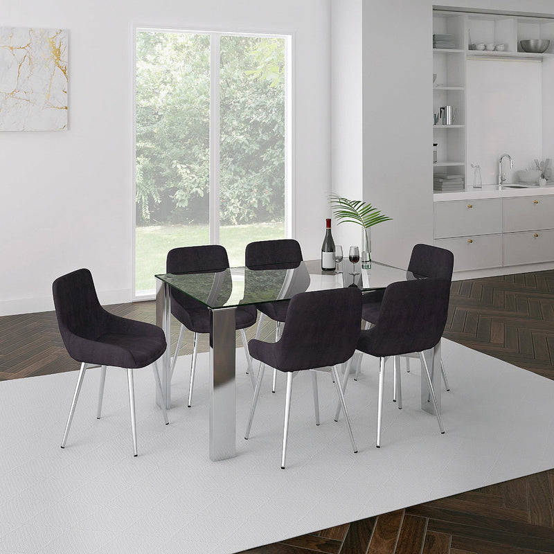 Worldwide Home Furnishings Frankfurt 201-165 Rectangular Dining Table - Stainless Steel IMAGE 2