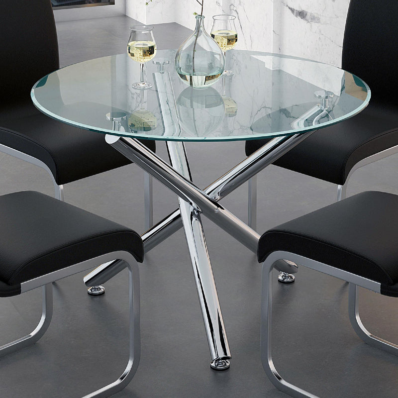Worldwide Home Furnishings Solara Ii 201-160-40 Round Dining Table - Chrome IMAGE 2