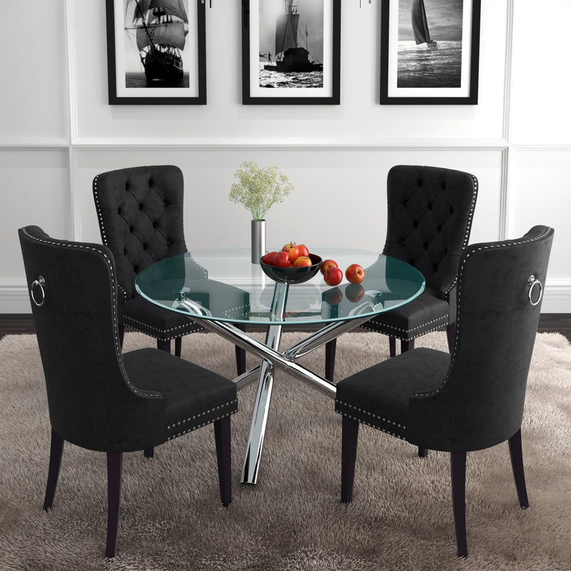 Worldwide Home Furnishings Solara Ii 201-160-40 Round Dining Table - Chrome IMAGE 4