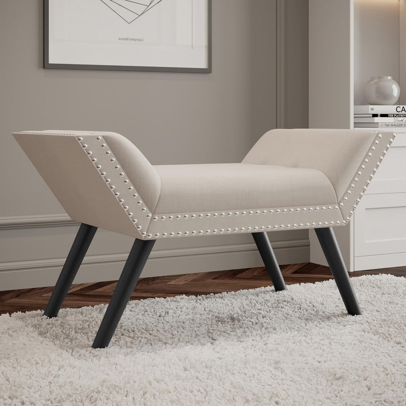 Worldwide Home Furnishings Lana 401-950BG Bench - Beige and Black IMAGE 2