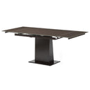 Bellini Modern Living Bonn Dining Table with Glass Top and Pedestal Base BONN-BROWN IMAGE 1