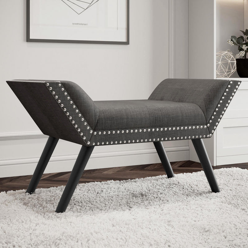 Worldwide Home Furnishings Lana 401-950GY Bench - Grey and Black IMAGE 2