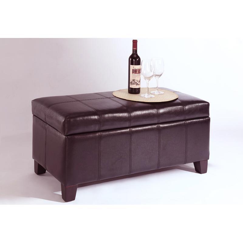 Worldwide Home Furnishings Bella Leather Look Storage Ottoman 402-449BN IMAGE 2