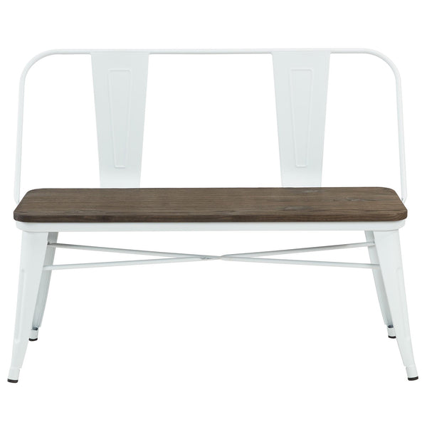 Worldwide Home Furnishings Modus 401-939WT Bench with Back - White IMAGE 1