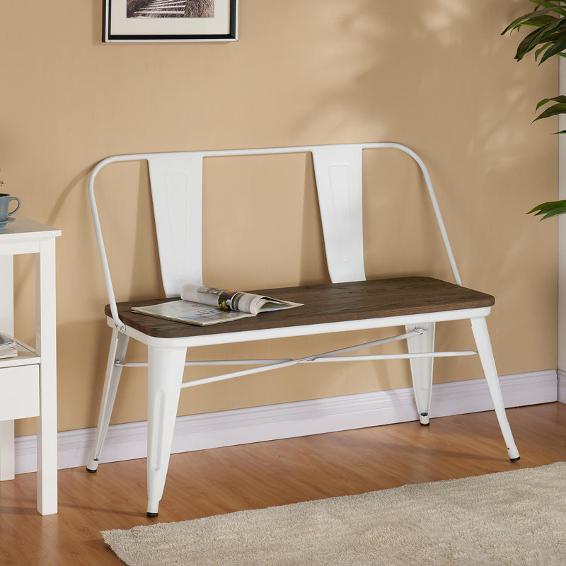 Worldwide Home Furnishings Modus 401-939WT Bench with Back - White IMAGE 2