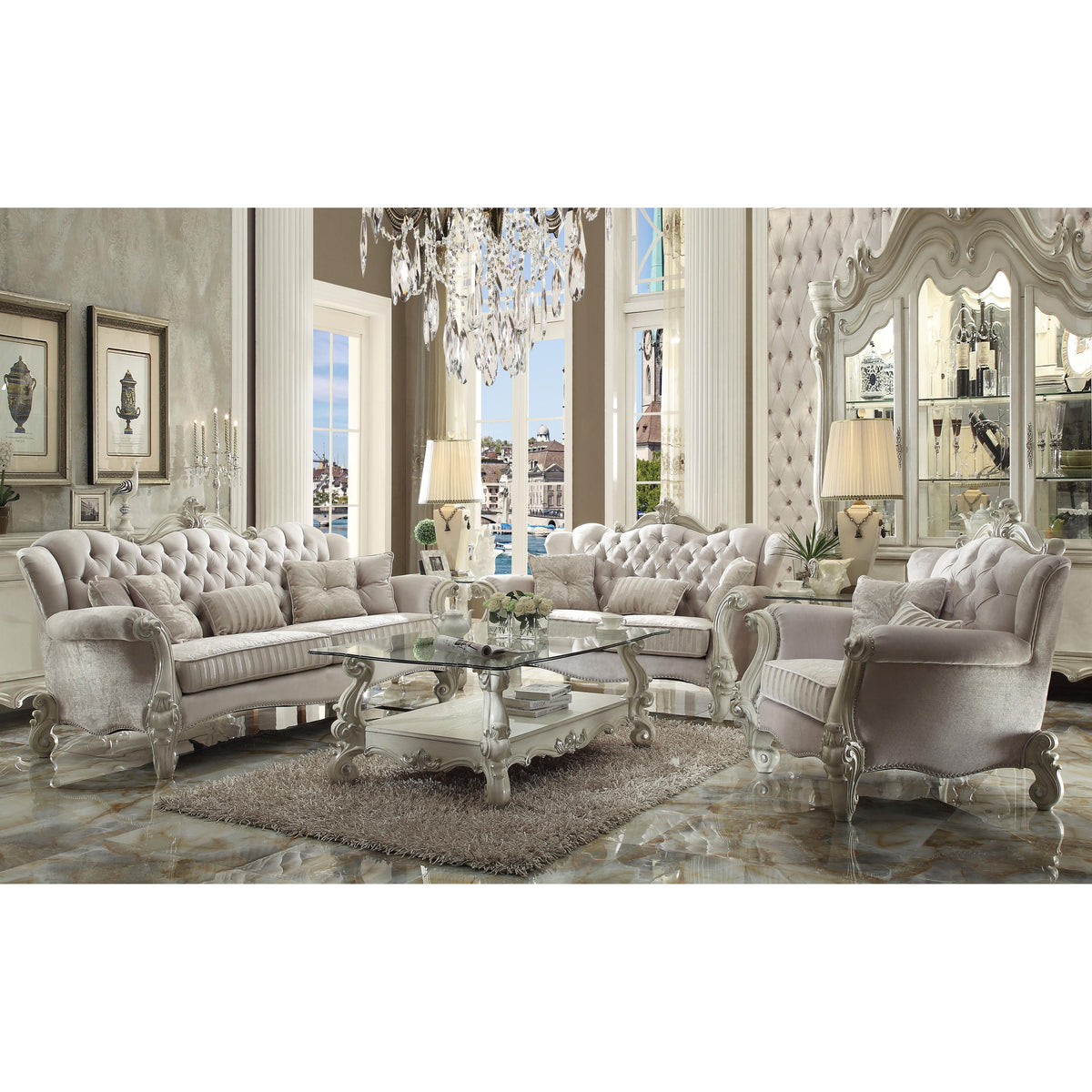 Acme Furniture Versailles 52105 Sofa with 5 Pillows