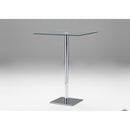 Mobital Square Rush Pub Height Dining Table with Glass Top and Pedestal Base Rush Bar Table IMAGE 1