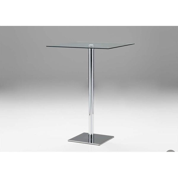 Mobital Square Rush Pub Height Dining Table with Glass Top & Pedestal Base Rush Bar Table IMAGE 1