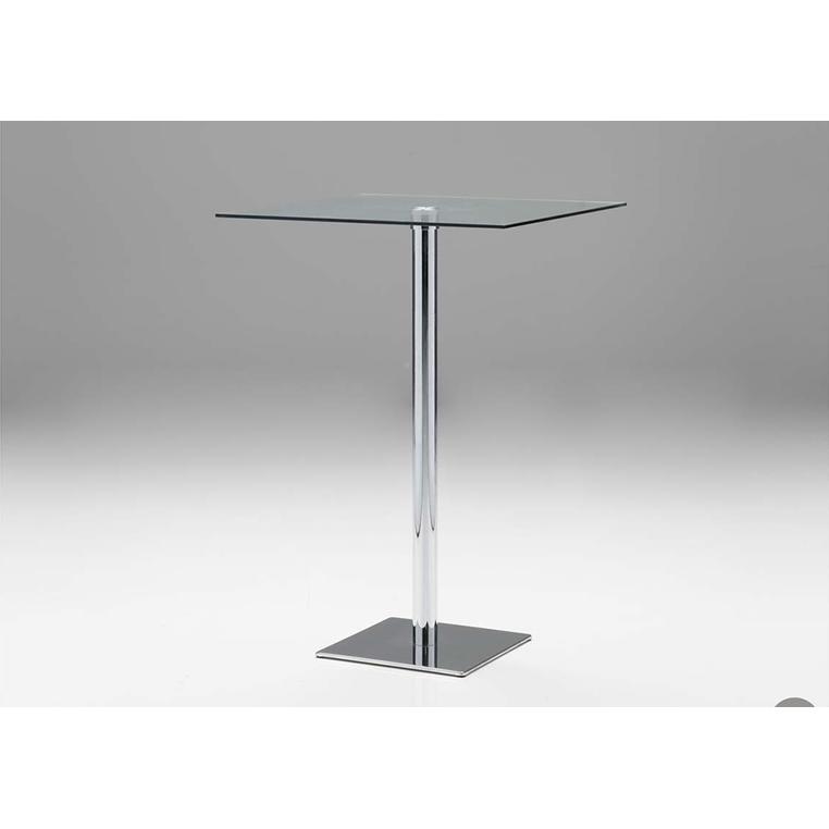 Mobital Square Rush Pub Height Dining Table with Glass Top & Pedestal Base Rush Bar Table IMAGE 1