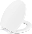 Round Toilet Seat Slow Quiet Close Seat Cover Fit Standard Round Toilet White Toilet Seat with Metal Inserts Easy to Install, Non-slip Seat with Rubber Bumpers Provides Comfort Relieves Pressure Point