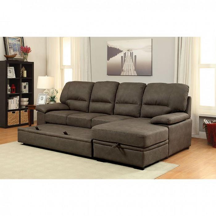 Furniture of America Alcester Stationary Faux Leather Sleeper Sectional CM6908BR-SET IMAGE 3