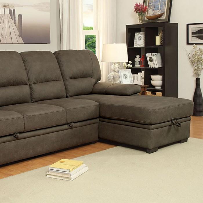 Furniture of America Alcester Stationary Faux Leather Sleeper Sectional CM6908BR-SET IMAGE 5