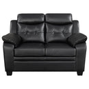  Coaster Furniture Finley 506552 Upholstered Padded Arm Tufted Loveseat - Black IMAGE 2