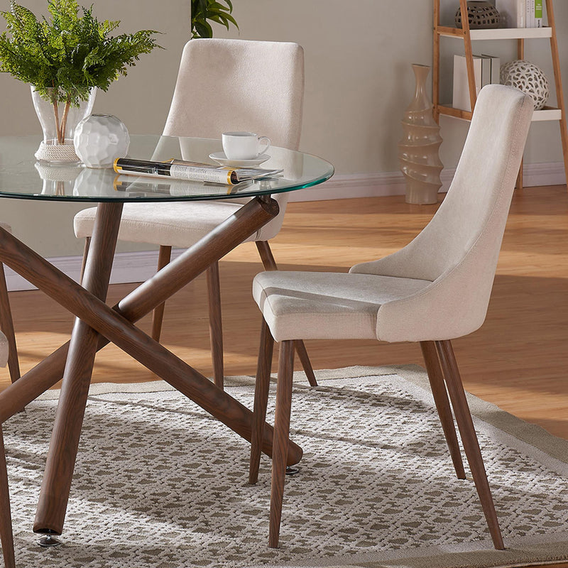 Worldwide Home Furnishings Cora 202-182BG Fabric Dining Chair - Beige and Walnut IMAGE 2