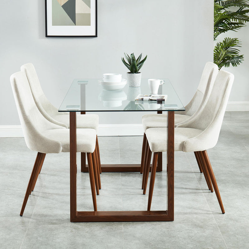 Worldwide Home Furnishings Cora 202-182BG Fabric Dining Chair - Beige and Walnut IMAGE 5