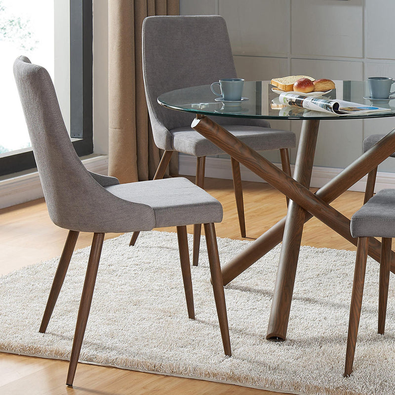 Worldwide Home Furnishings Cora 202-182GY Fabric Dining Chair - Grey and Walnut IMAGE 2
