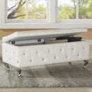 !nspire Monique 402-130WT Rectangular Storage Ottoman Bench - White and Chrome IMAGE 2