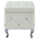 !nspire Monique 402-130WT Rectangular Storage Ottoman Bench - White and Chrome IMAGE 3