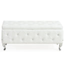 !nspire Monique 402-130WT Rectangular Storage Ottoman Bench - White and Chrome IMAGE 5