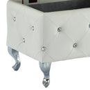 !nspire Monique 402-130WT Rectangular Storage Ottoman Bench - White and Chrome IMAGE 7