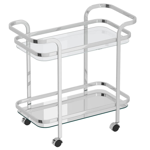 Worldwide Home Furnishings Zedd 556-218CH 2-Tier Bar Cart - Chrome IMAGE 1