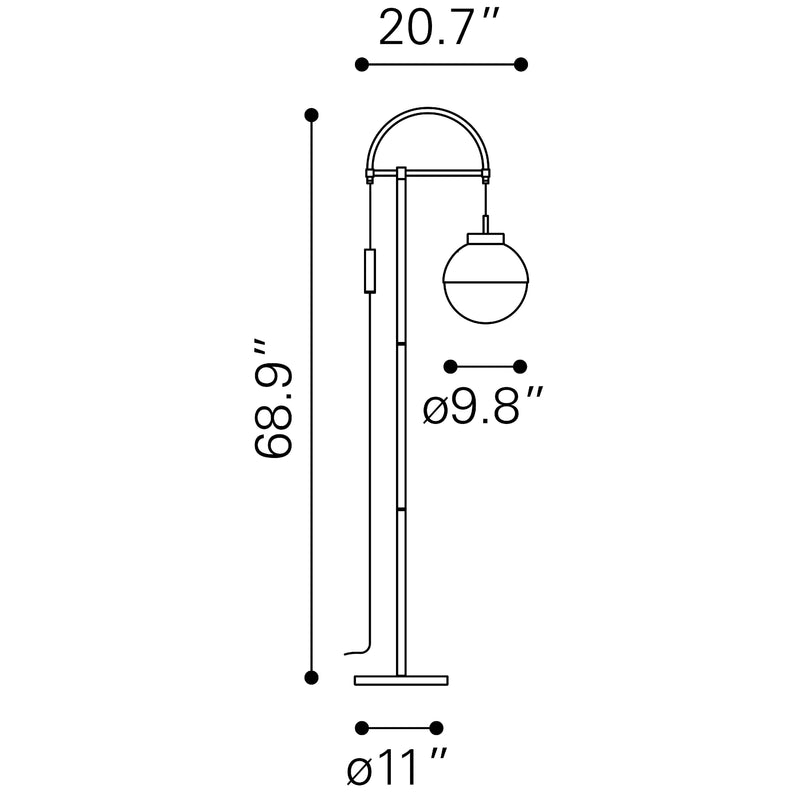  Zuo Waterloo 56053 Floor Lamp - White & Bronze IMAGE 7