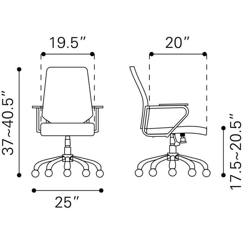  Zuo Enterprise 205167 Low Back Office Chair - Orange IMAGE 8