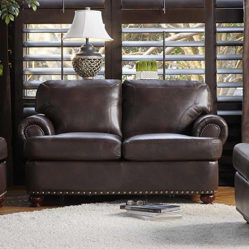 Minhas Furniture Stationary Leather Air Loveseat NU1496-02 IMAGE 1