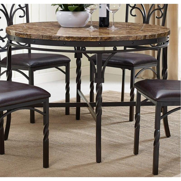 Bernards Round Tuscan Dining Table with Faux Marble Top 4550 IMAGE 1