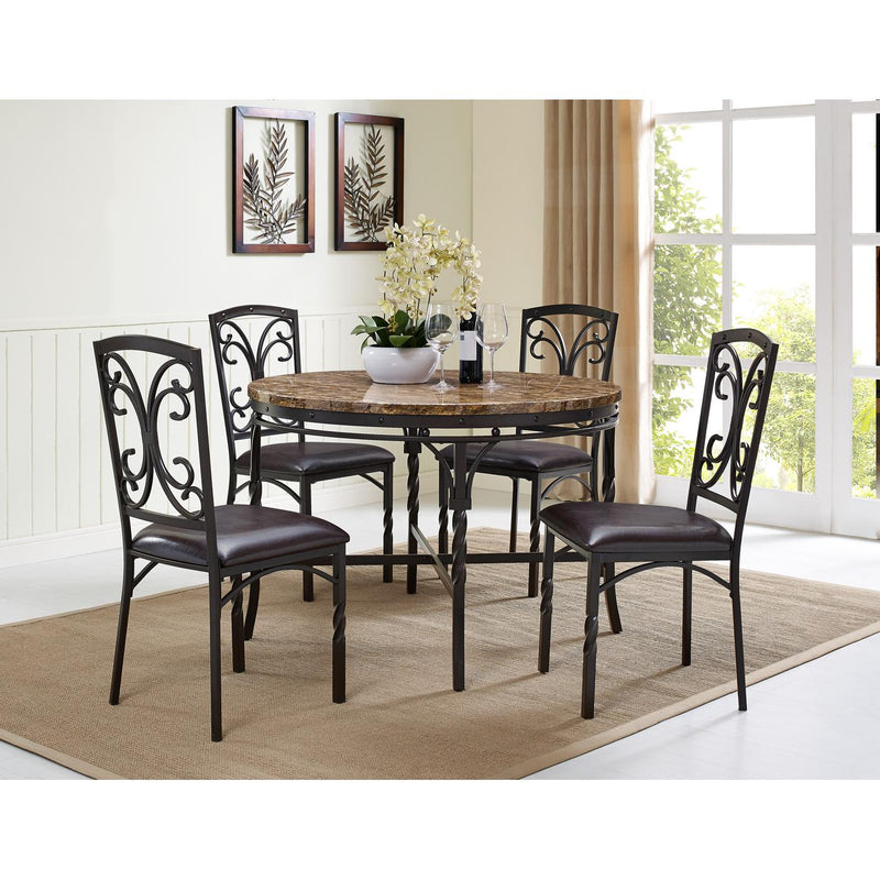 Bernards Round Tuscan Dining Table with Faux Marble Top 4550 IMAGE 2