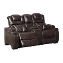Signature Design by Ashley Warnerton Power Reclining Leather Look Loveseat with Console 7540718 IMAGE 2