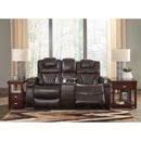 Signature Design by Ashley Warnerton Power Reclining Leather Look Loveseat with Console 7540718 IMAGE 3