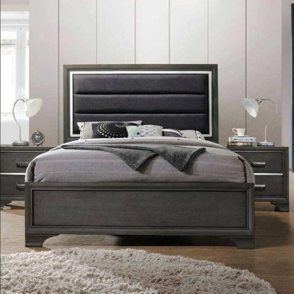 Acme Furniture Carine King Upholstered Panel Bed 26257EK IMAGE 1