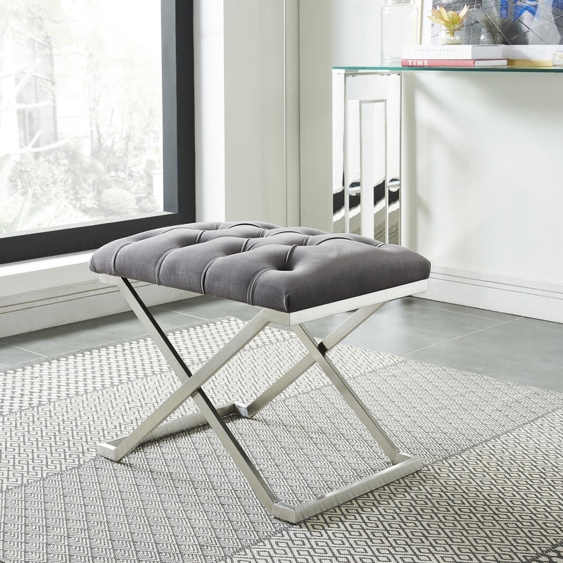 !nspire Aldo 401-103GY Bench - Grey and Silver IMAGE 2