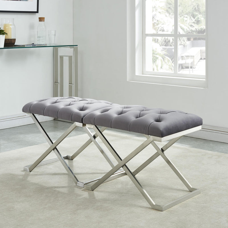 !nspire Aldo 401-103GY Bench - Grey and Silver IMAGE 4